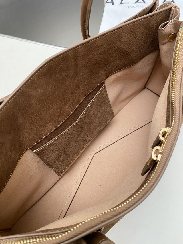 Alaia original nubuck calfskin teckel large tote bag AL0013 brown
