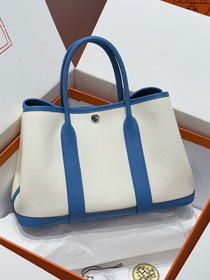 Hermes original canvas medium garden party 30 bag HG0031 blue zanzibar