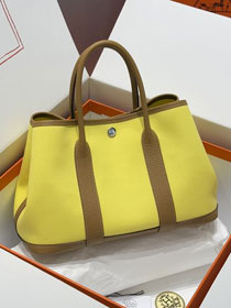 Hermes original canvas medium garden party 30 bag HG0031 jaune de naples&biscuit
