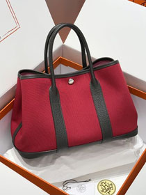 Hermes original canvas medium garden party 30 bag HG0031 rouge&ebene