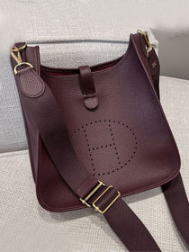 Hermes original togo leather evelyne pm shoulder bag E29 rouge sellier 