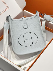 Hermes original togo leather mini evelyne tpm 17 shoulder bag E17 azur
