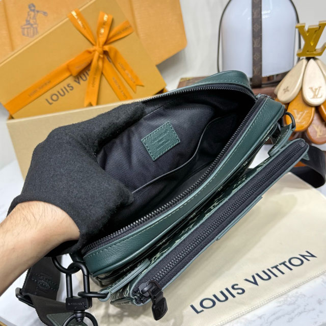 Louis vuitton original calfskin trio messenger bag M27124 green