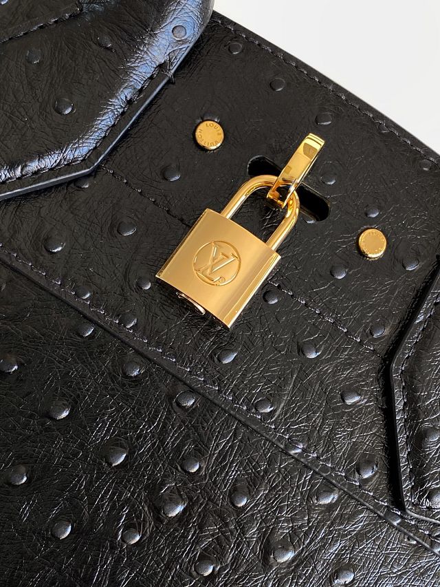 Louis vuitton original ostrich calfskin city steamer mm bag M84079 black