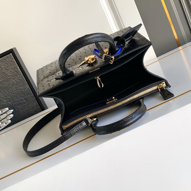 Louis vuitton original ostrich calfskin city steamer mm bag M84079 black