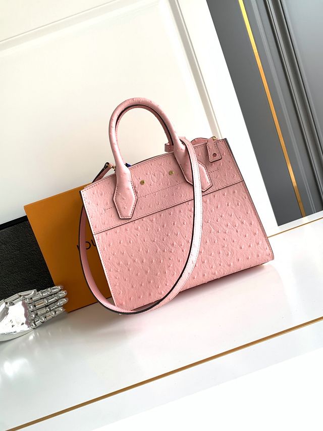 Louis vuitton original ostrich calfskin city steamer mm bag M84079 pink