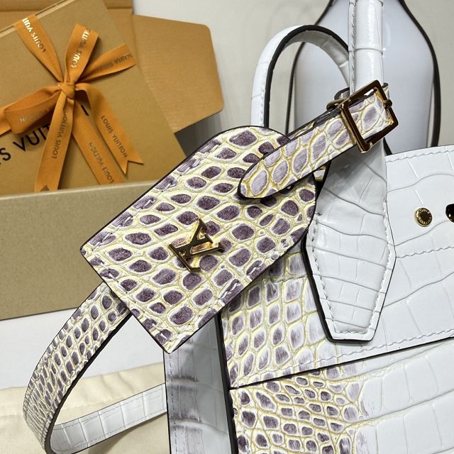 Louis vuitton original crocodile calfskin city steamer mini bag M95846 white&gold