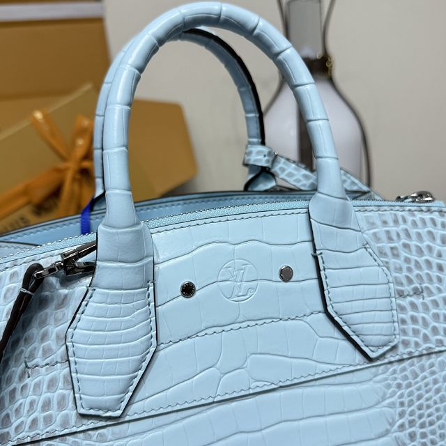 Louis vuitton original crocodile calfskin city steamer mm bag M84672 blue