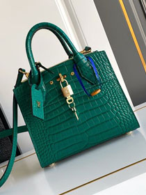 Louis vuitton original crocodile calfskin city steamer mm bag M84672 green