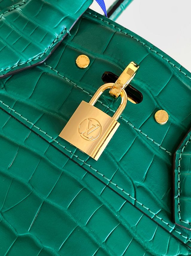 Louis vuitton original crocodile calfskin city steamer mm bag M84672 green