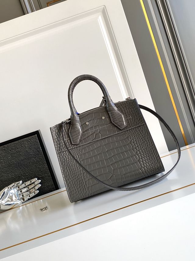 Louis vuitton original crocodile calfskin city steamer mm bag M84672 grey
