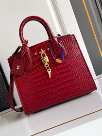 Louis vuitton original crocodile calfskin city steamer mm bag M84672 red