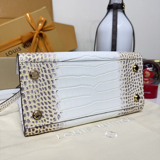 Louis vuitton original crocodile calfskin city steamer mm bag M84672 white&gold