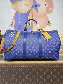 Louis vuitton original monogram canvas keepall 50 M26864 blue