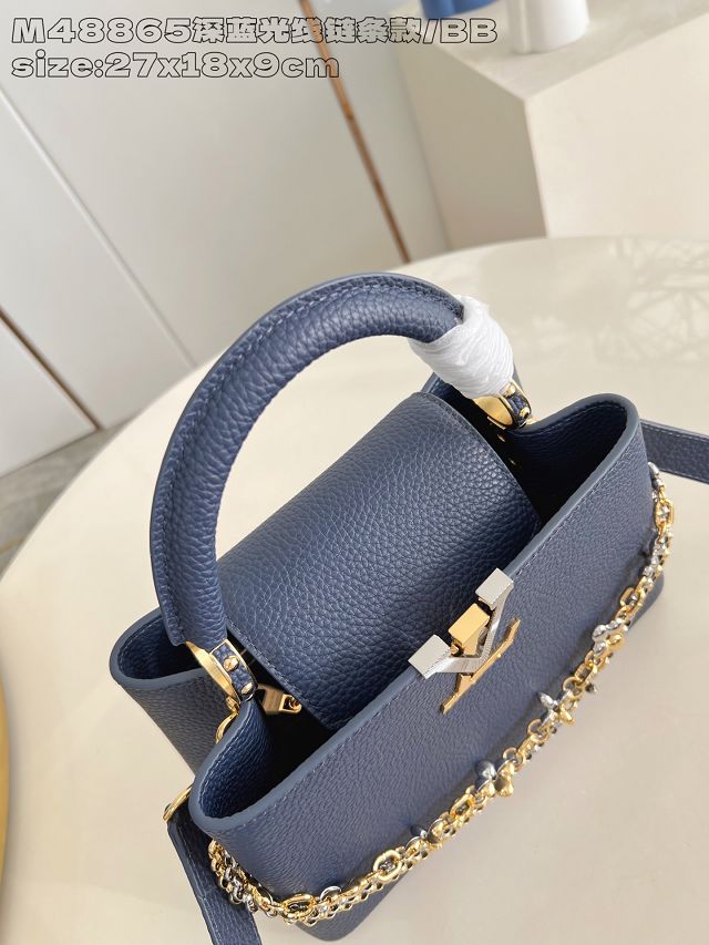 Louis vuitton original calfskin capucines BB handbag M26814 blue