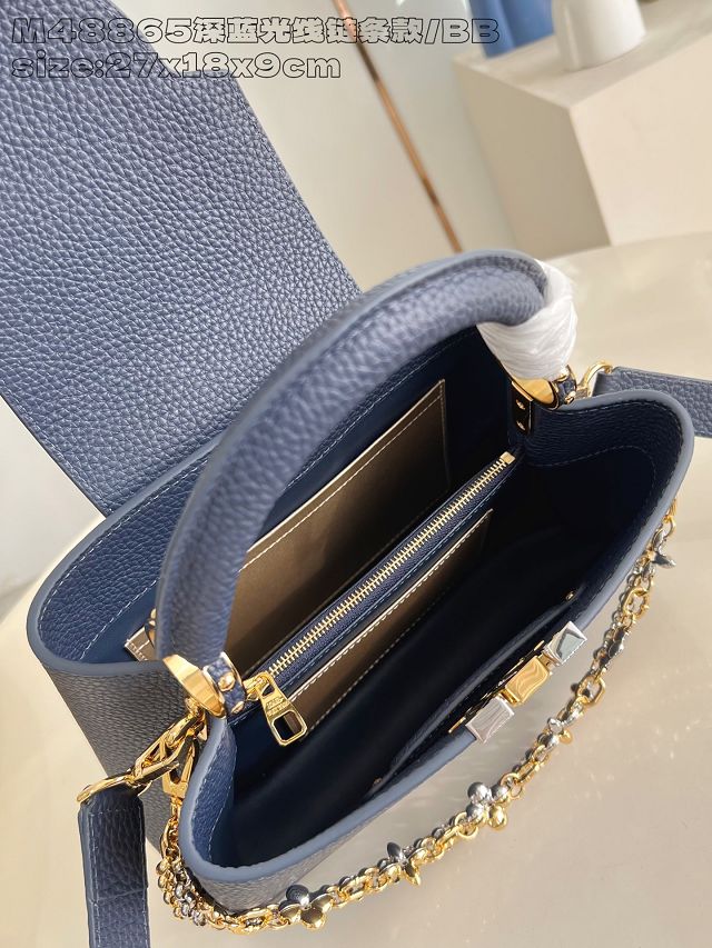 Louis vuitton original calfskin capucines BB handbag M26814 blue