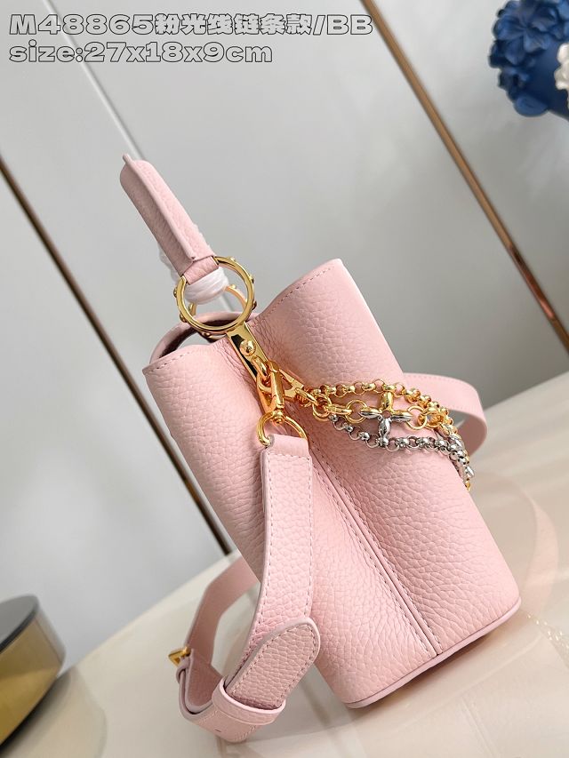 Louis vuitton original calfskin capucines BB handbag M26814 pink