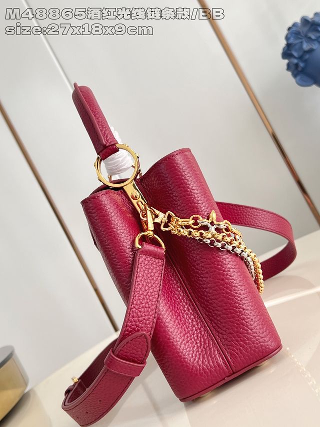 Louis vuitton original calfskin capucines BB handbag M26814 wine