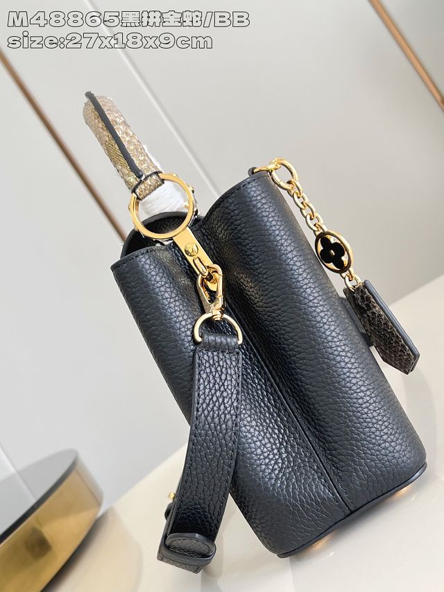 Louis vuitton original calfskin capucines BB handbag N89369 black