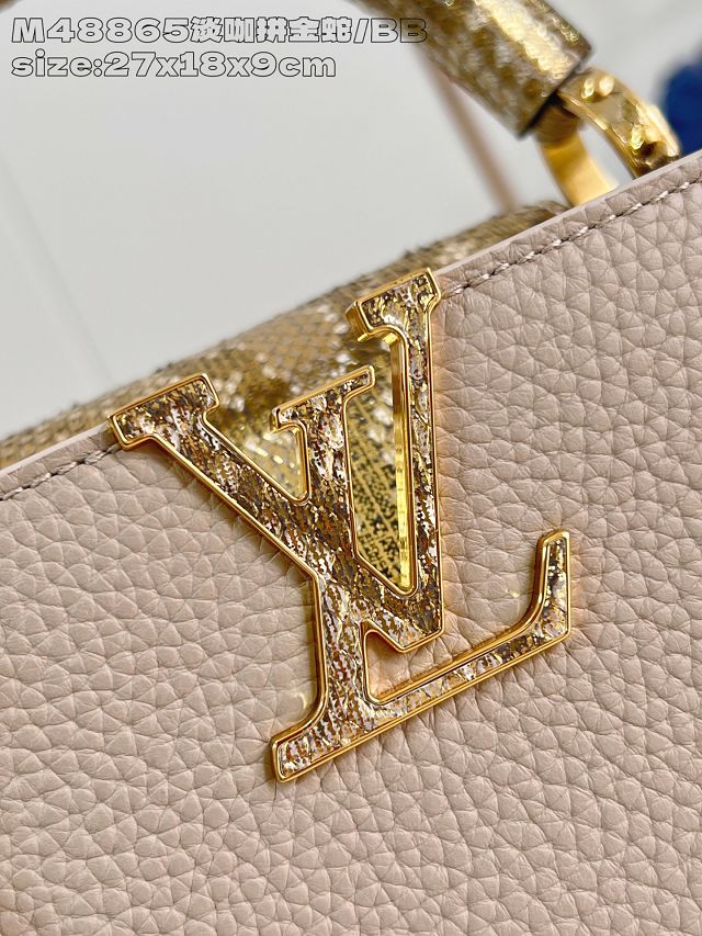 Louis vuitton original calfskin capucines BB handbag N89369 grey