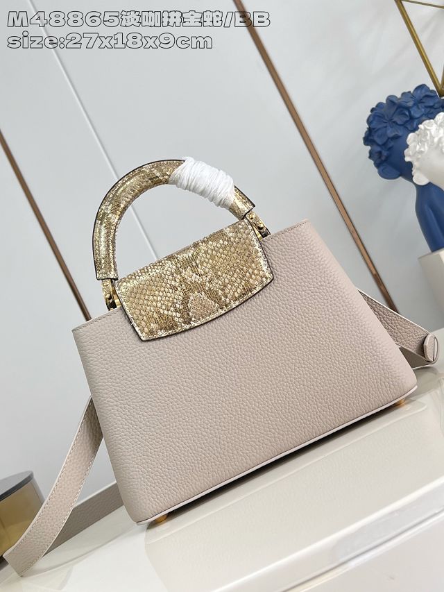 Louis vuitton original calfskin capucines BB handbag N89369 grey