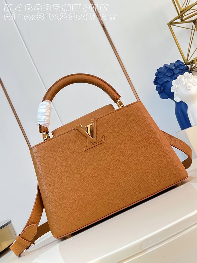 Louis vuitton original calfskin capucines MM handbag M59227 caramel