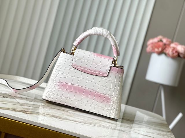Louis vuitton original crocodile calfskin capucines BB handbag N93163 white&pink