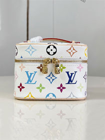 Louis vuitton original monogram multicolor nano nice cosmetic case M27941 white