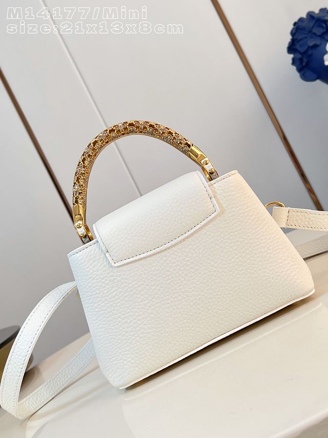 Louis vuitton original calfskin capucines mini handbag M13737 white
