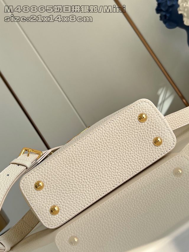 Louis vuitton original calfskin capucines mini handbag N85517 creme