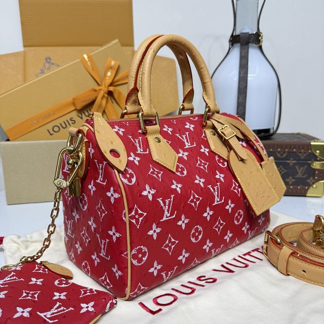 Louis vuitton original ostrich calfskin speedy P9 25 N13912 red