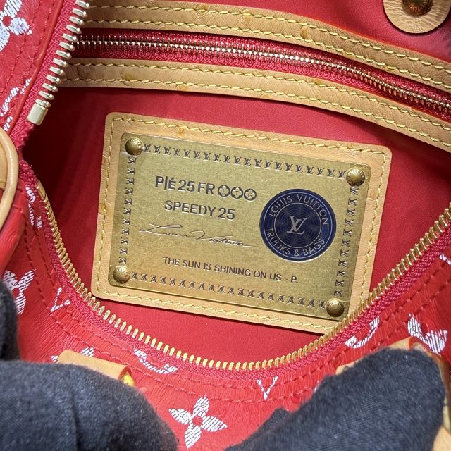 Louis vuitton original ostrich calfskin speedy P9 25 N13912 red