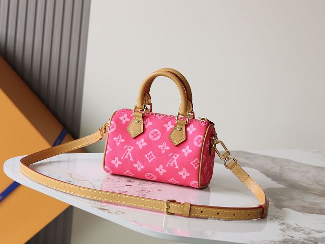 Louis vuitton original monogram canvas nano speedy M28322 rose pink
