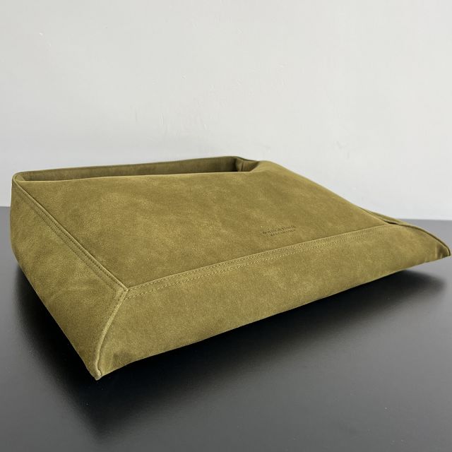 BV original suede calfskin medium hop bag 803977 olive