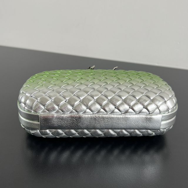 BV original lambskin knot pouch 826183 silver&green