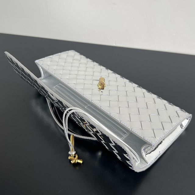 BV original patent leather andiamo long clutch 741511 silver