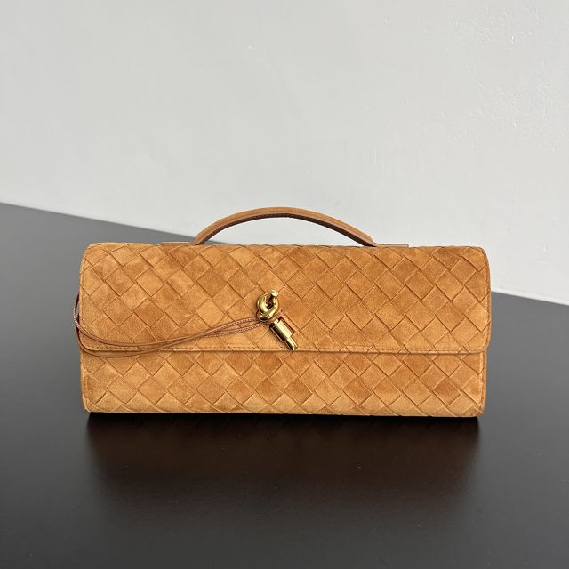 BV original suede calfskin andiamo long clutch 741511 amber