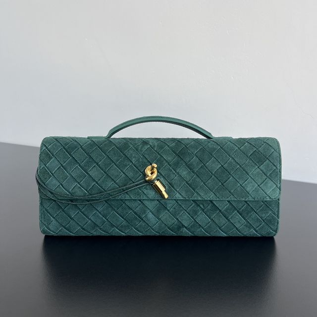 BV original suede calfskin andiamo long clutch 741511 emerald green