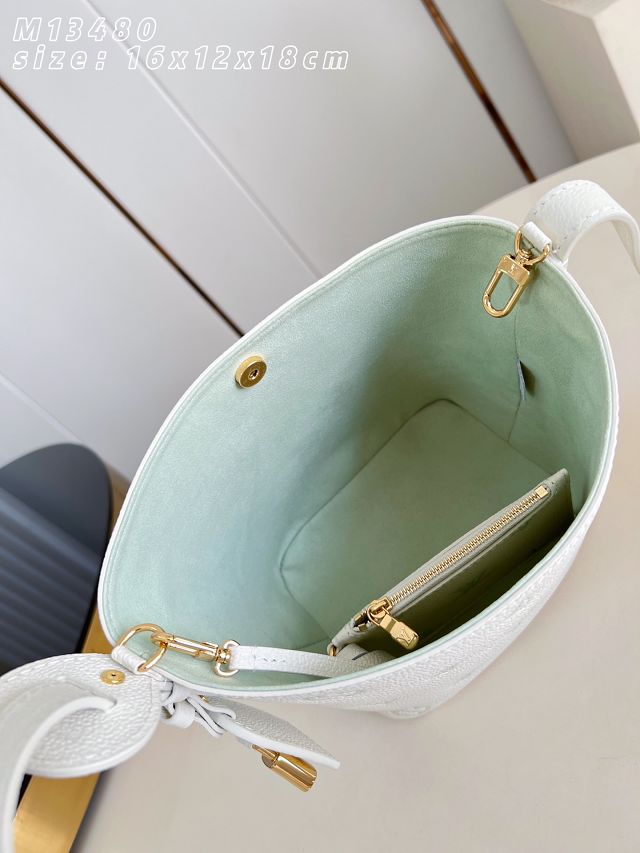 Louis vuitton original calfskin all in BB handbag M28315 milky&green