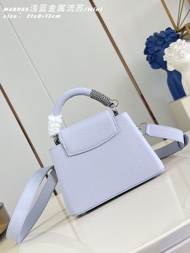 Louis vuitton original calfskin capucines mini M26328 light blue