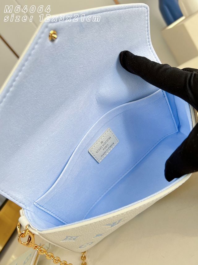 Louis vuitton original calfskin felicie pochette M28127 milky&blue