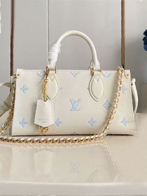 Louis vuitton original calfskin onthego east west M23640 milky&blue