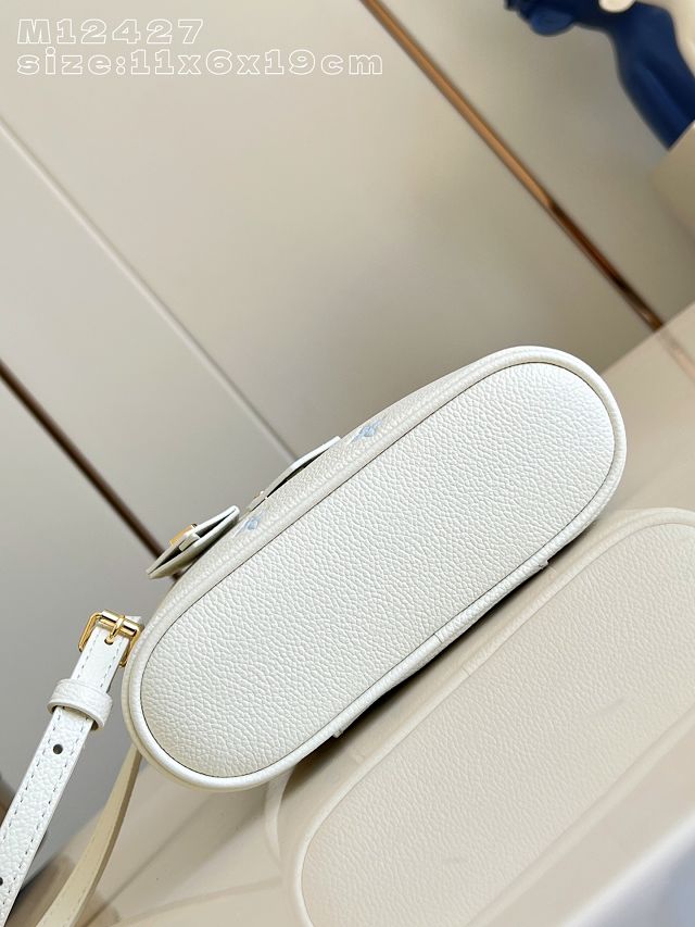 Louis vuitton original calfskin vanity chain pouch M27744 milky&blue