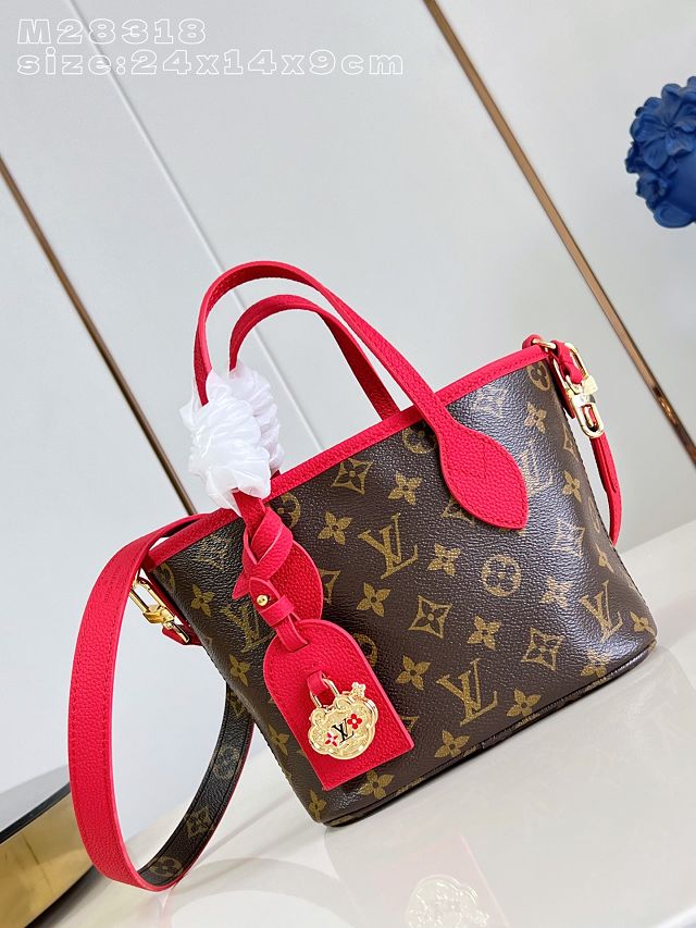 Louis vuitton original calfskin&canvas neverfull Inside out BB M28318 red