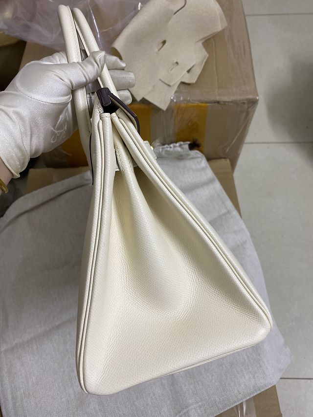 Hermes original epsom leather birkin 25 bag H25-3 nata