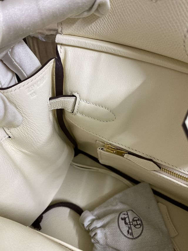Hermes original epsom leather birkin 25 bag H25-3 nata