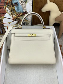 Hermes original epsom leather kelly 25 bag K25-1 nata
