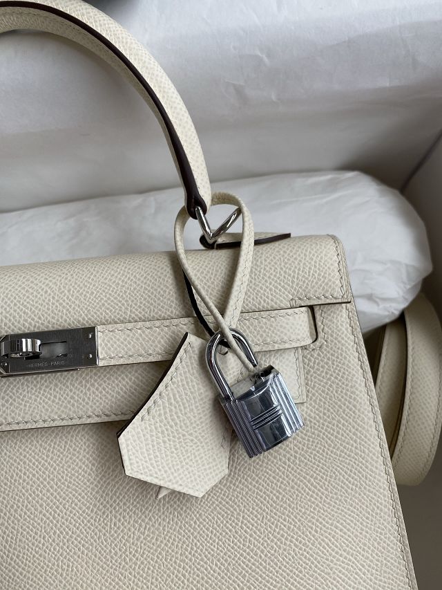 Hermes original epsom leather kelly 32 bag K32-1 nata