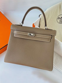 Hermes original togo leather kelly 28 bag K28  grey etoupe