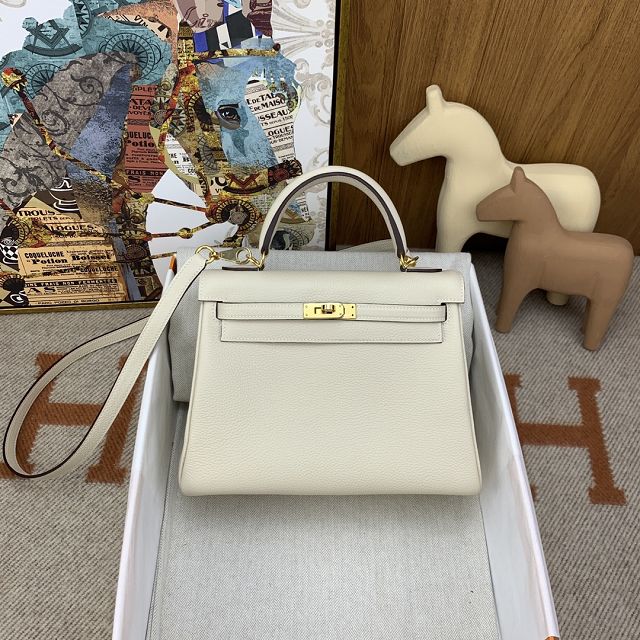 Hermes original togo leather kelly 32 bag K32-1 nata